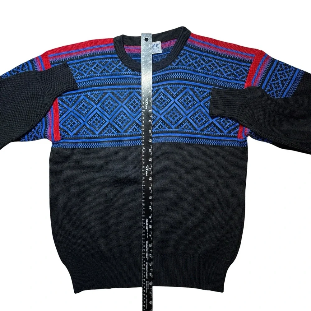 Vintage Meister Geometric Crew Neck Ski Sweater‎ Wool Blend Men's 80s/90s